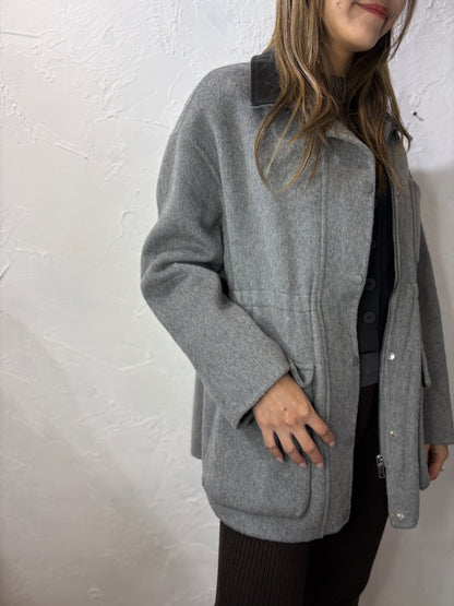 Faux Leather Collar Jacket