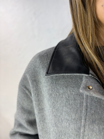 Faux Leather Collar Jacket