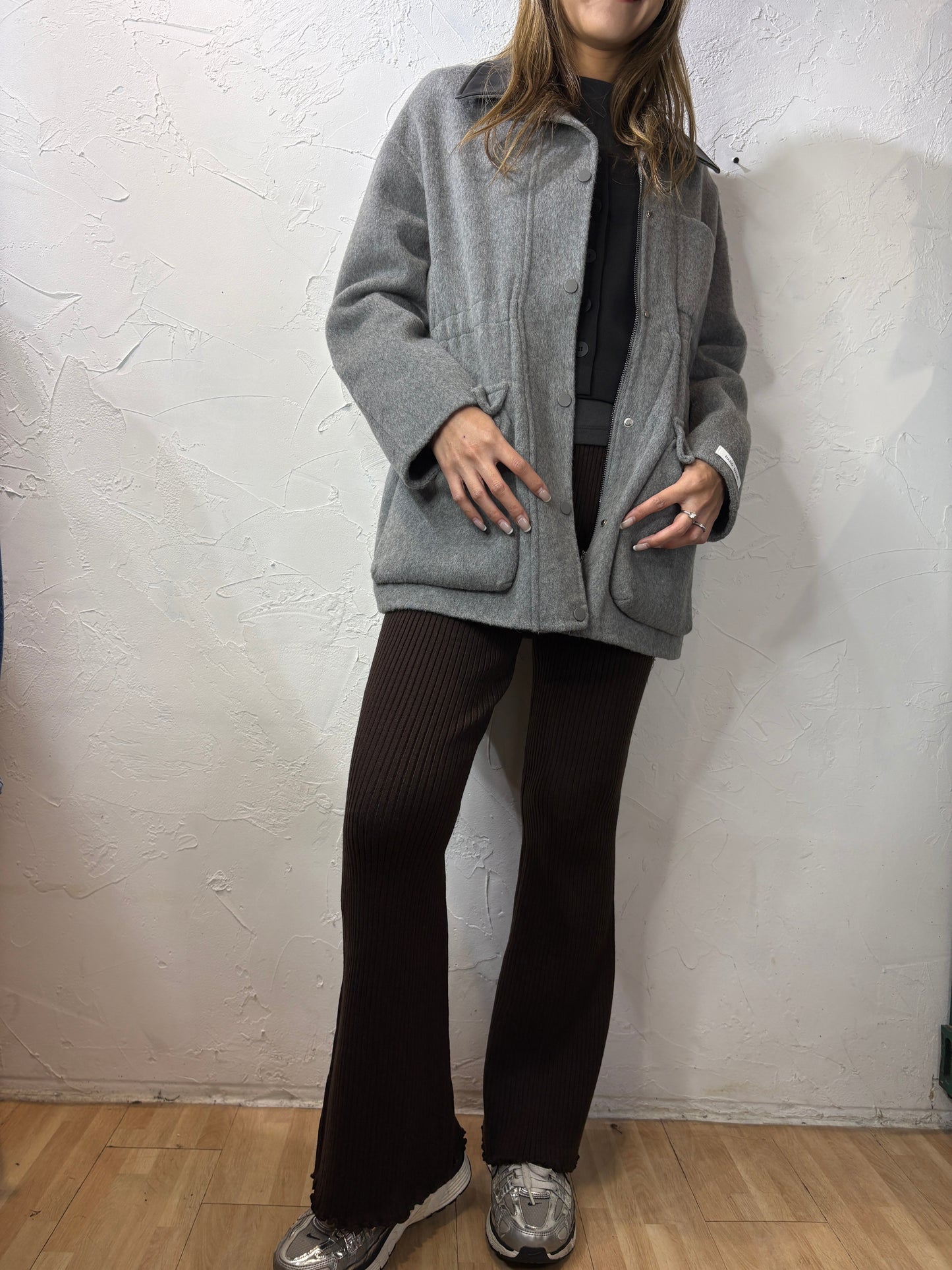 Faux Leather Collar Jacket