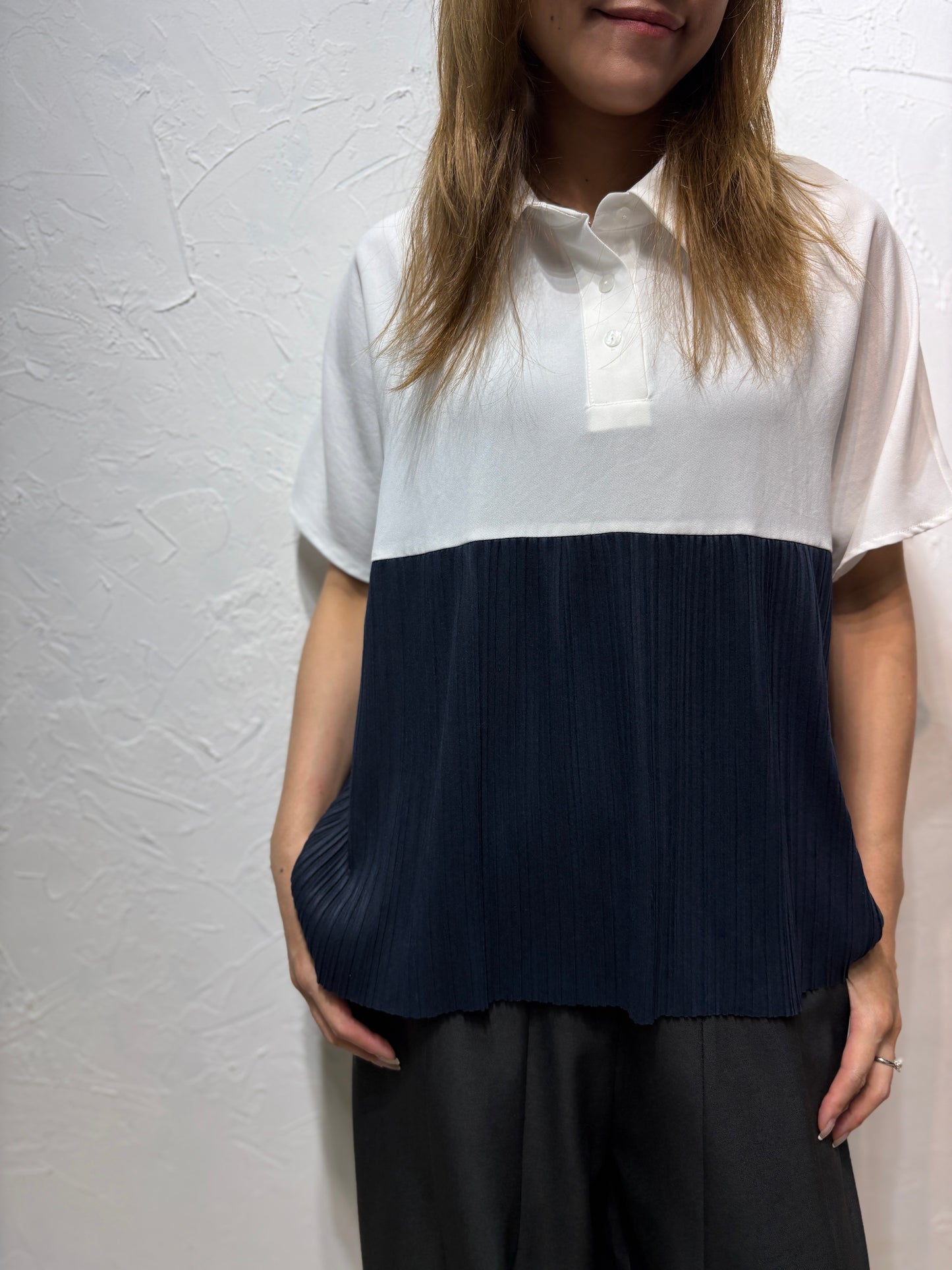 Mixed Colors Pleated Shirt