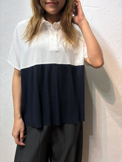 Mixed Colors Pleated Shirt