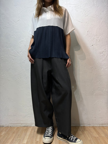 Mixed Colors Pleated Shirt