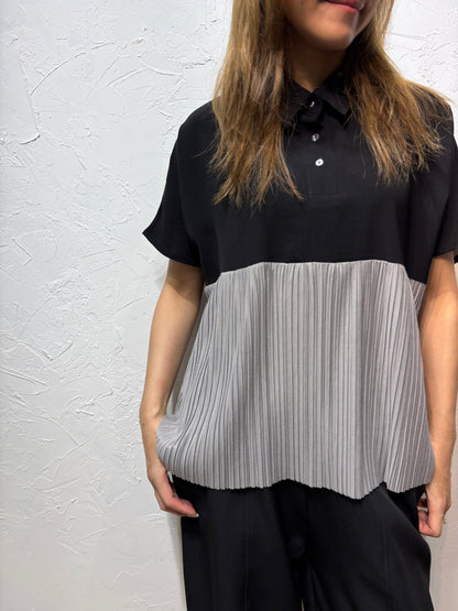 Mixed Colors Pleated Shirt