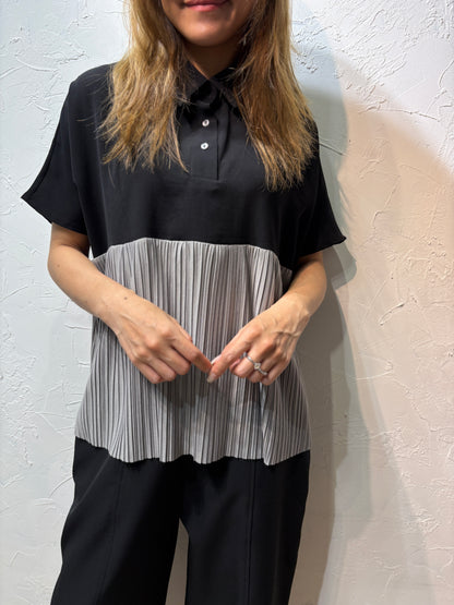 Mixed Colors Pleated Shirt