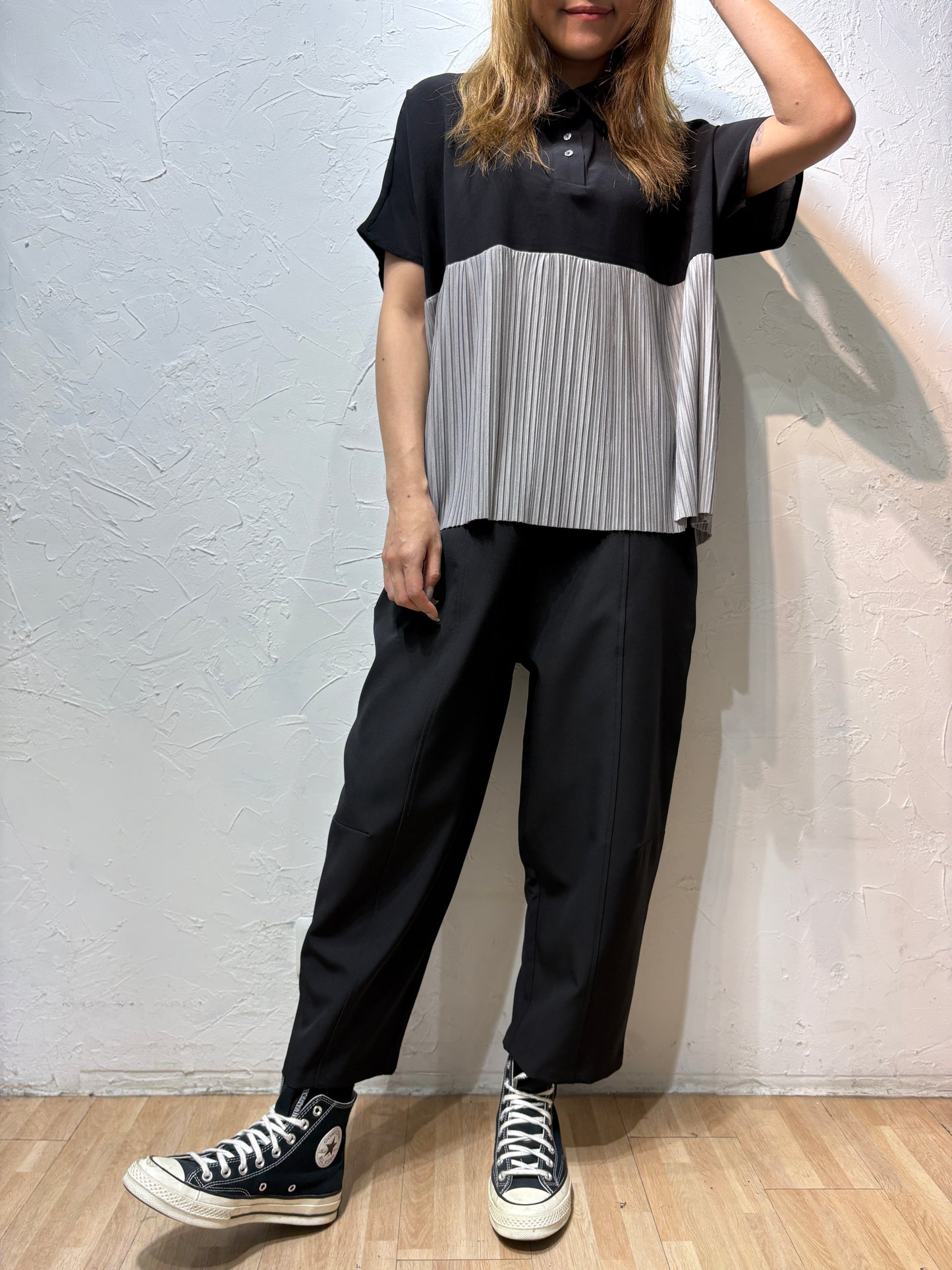 Mixed Colors Pleated Shirt