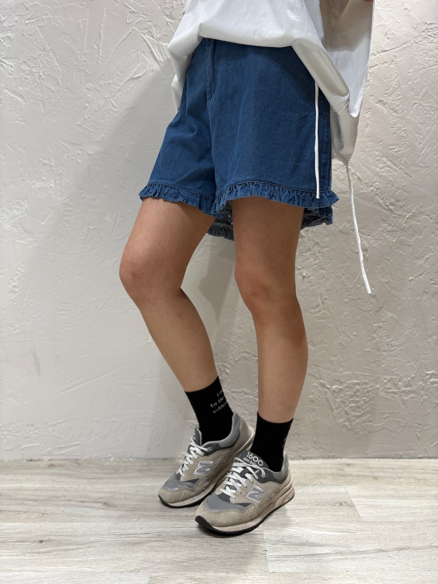 Ruffle Denim Shorts
