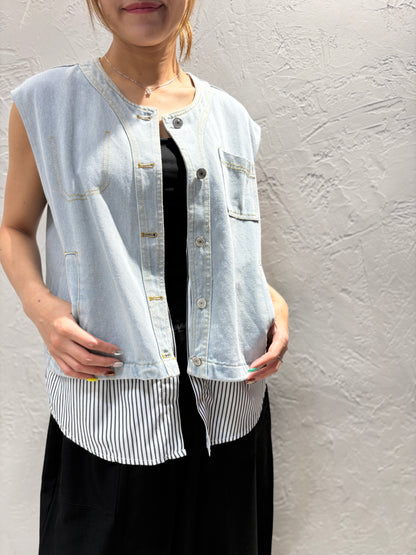 Denim Stripes Vest