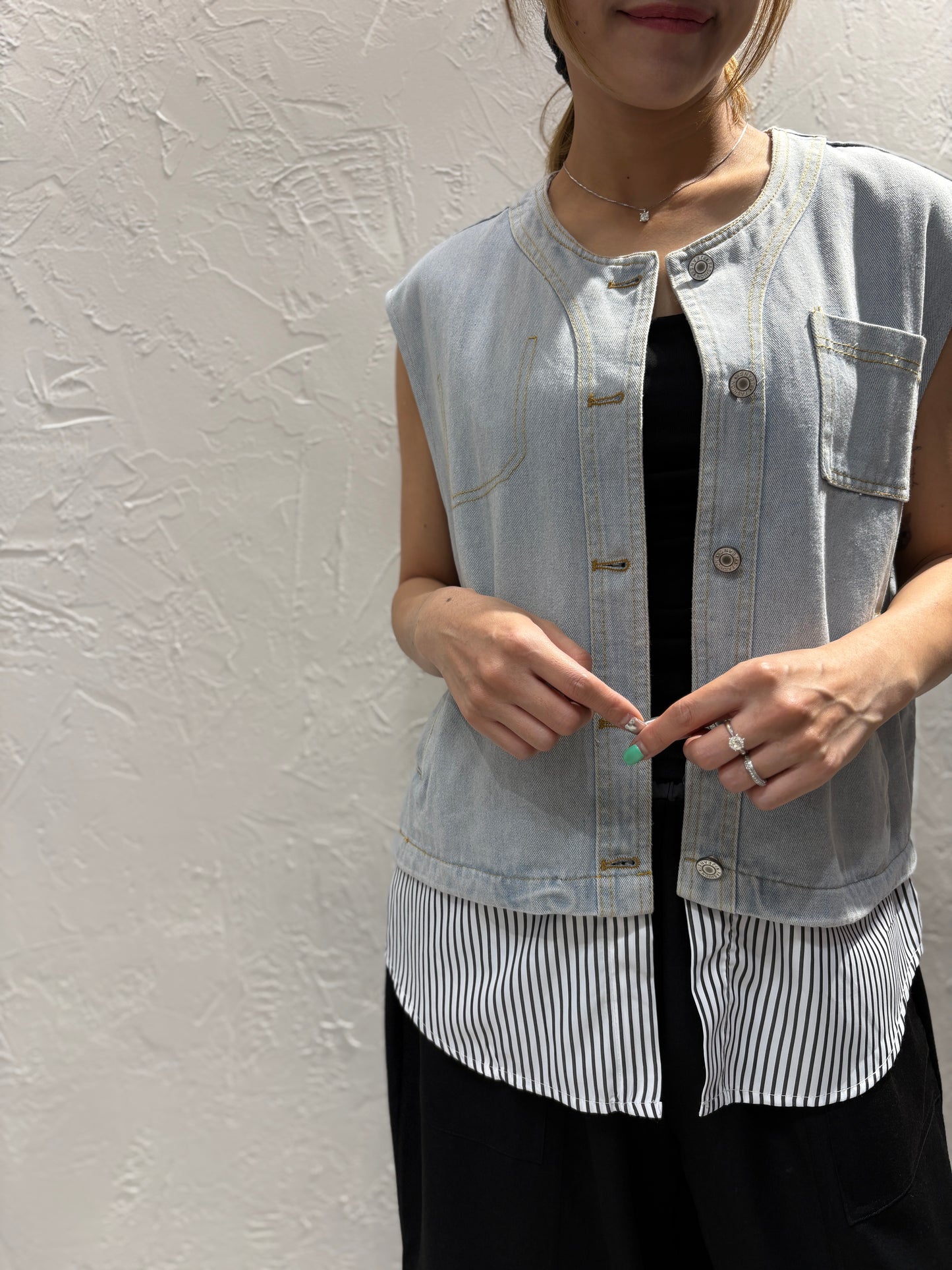 Denim Stripes Vest