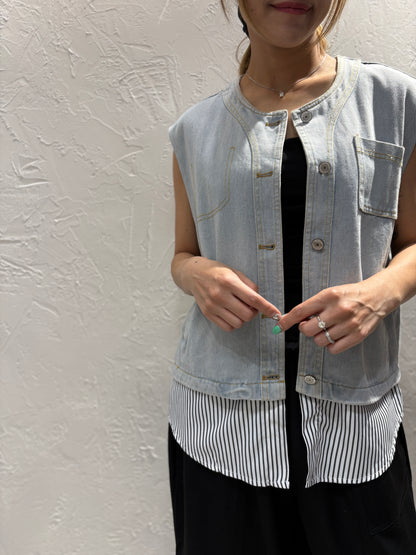 Denim Stripes Vest
