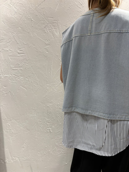 Denim Stripes Vest