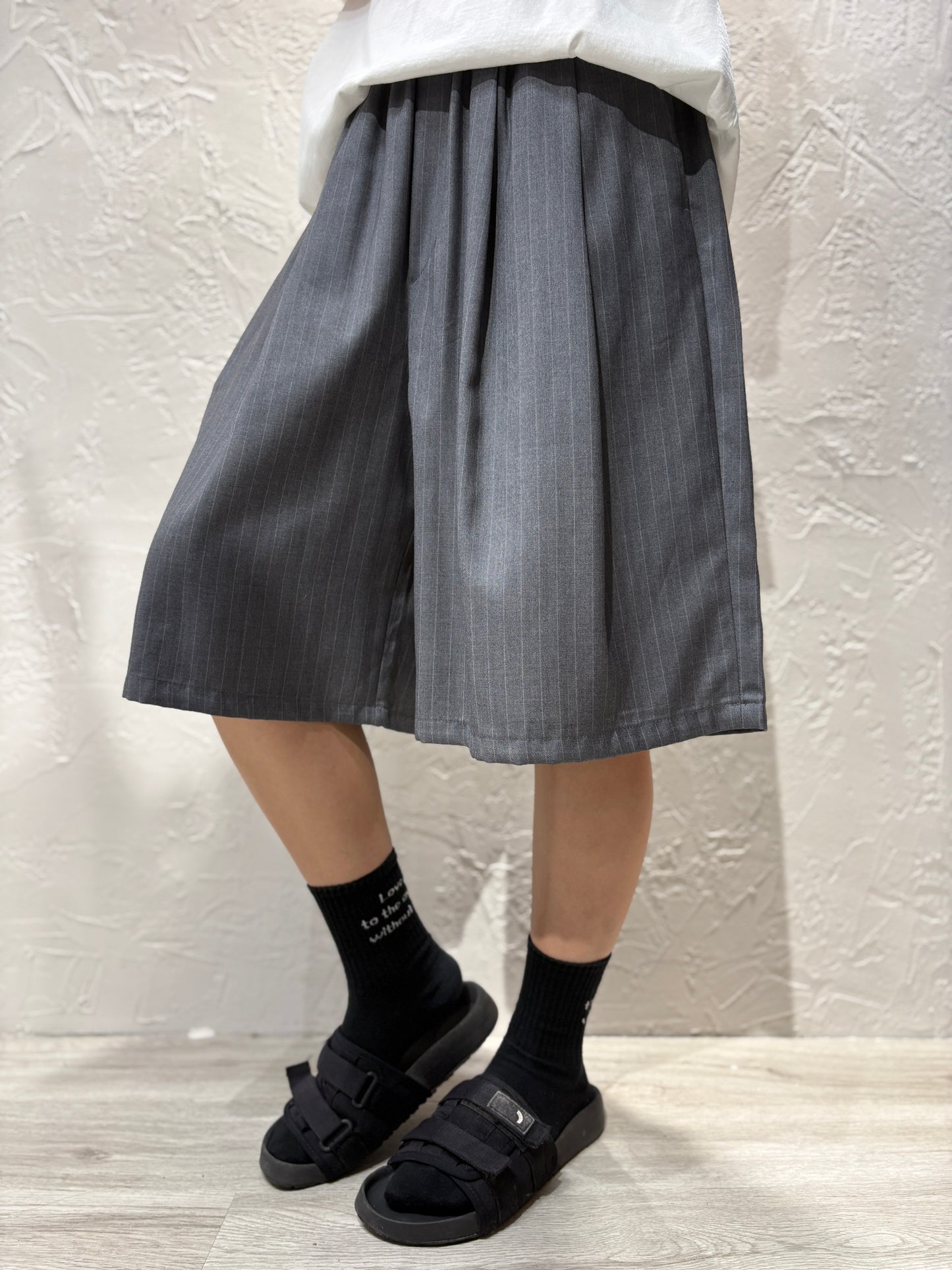 Unisex Stripes Wide Shorts