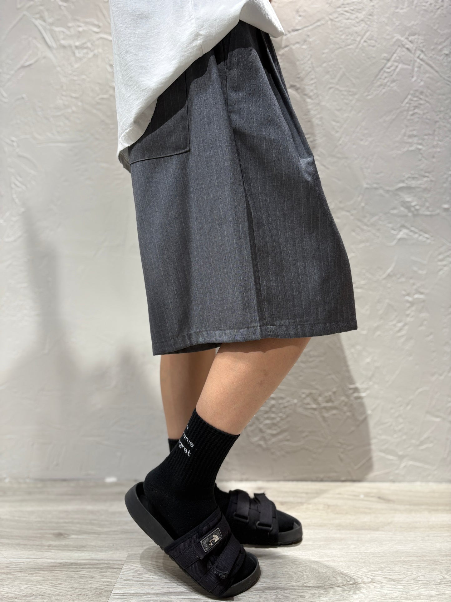 Unisex Stripes Wide Shorts