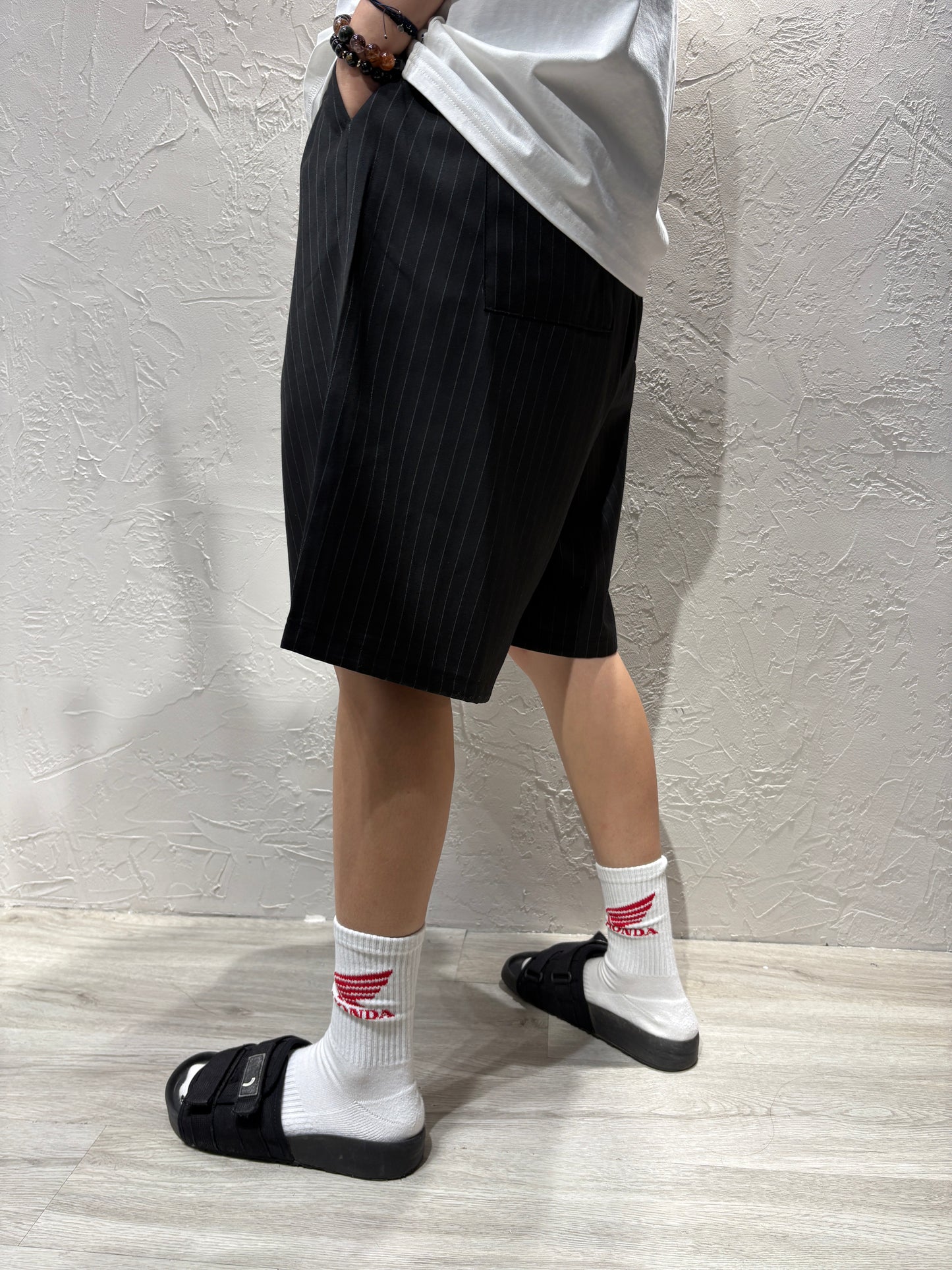 Unisex Stripes Wide Shorts