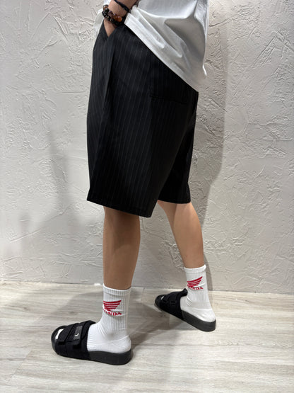 Unisex Stripes Wide Shorts