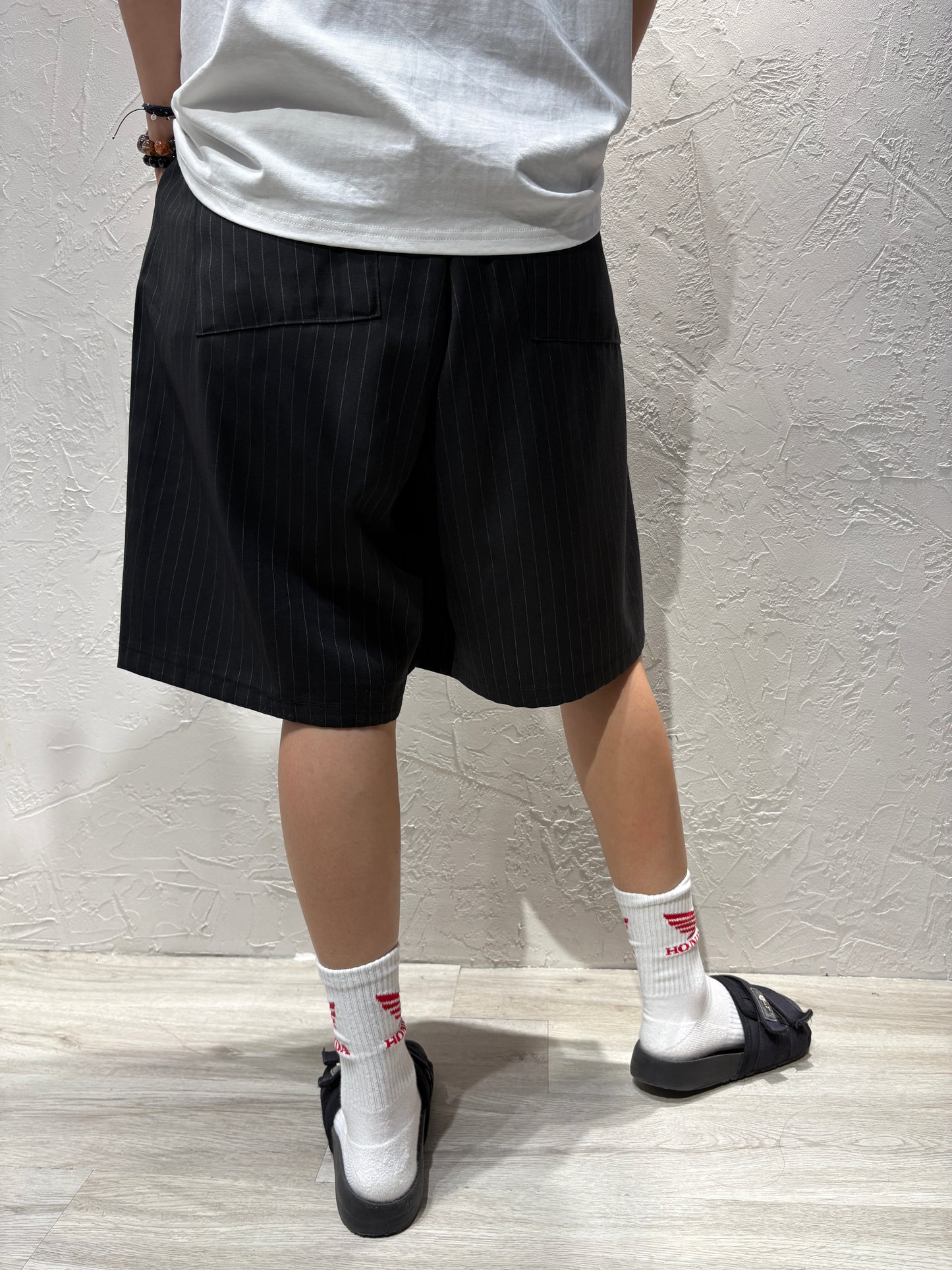 Unisex Stripes Wide Shorts