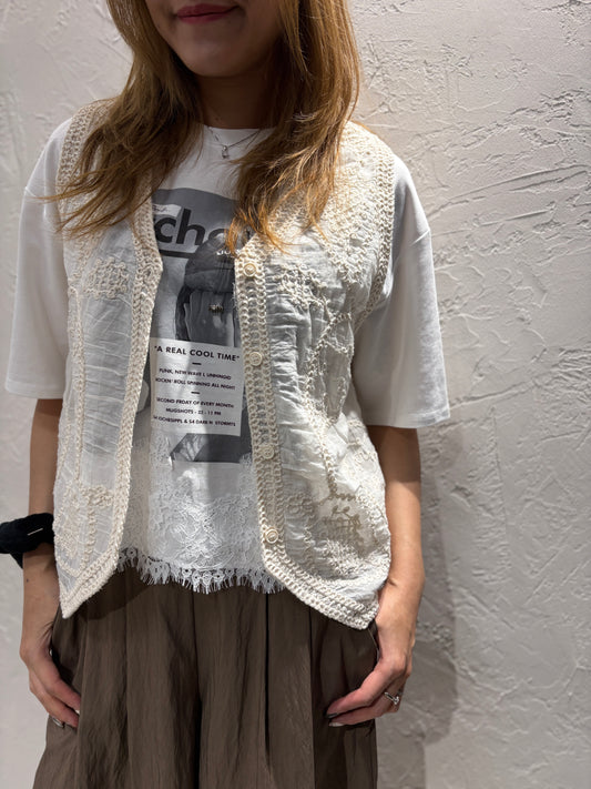 Emboridery Vest Cardigan