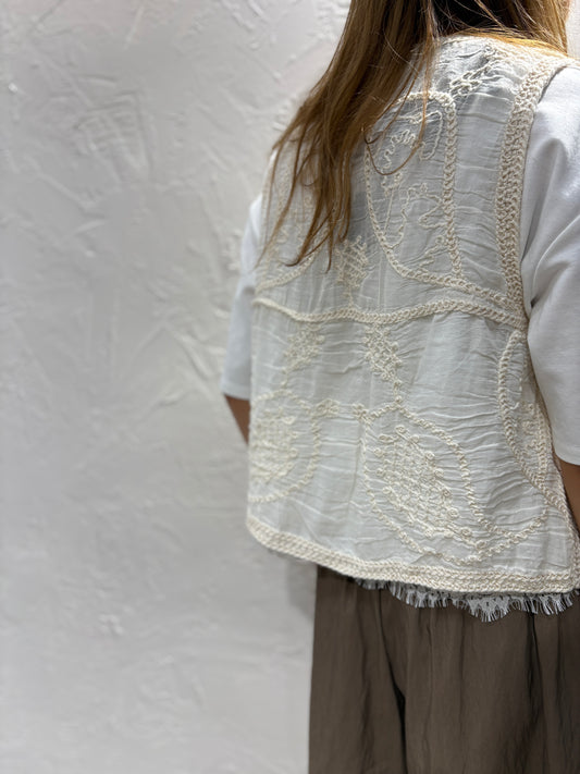 Emboridery Vest Cardigan
