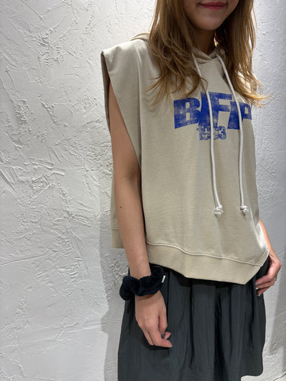 Print Vest Hoodie