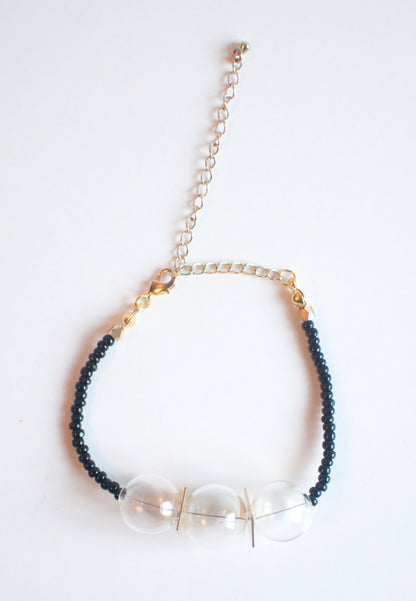 Black Glass Beaded Bracelet - sanwaitsai