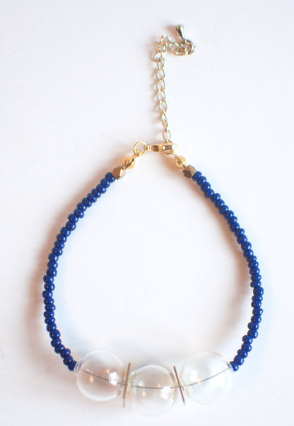 Blue Glass Beaded Bracelet - sanwaitsai