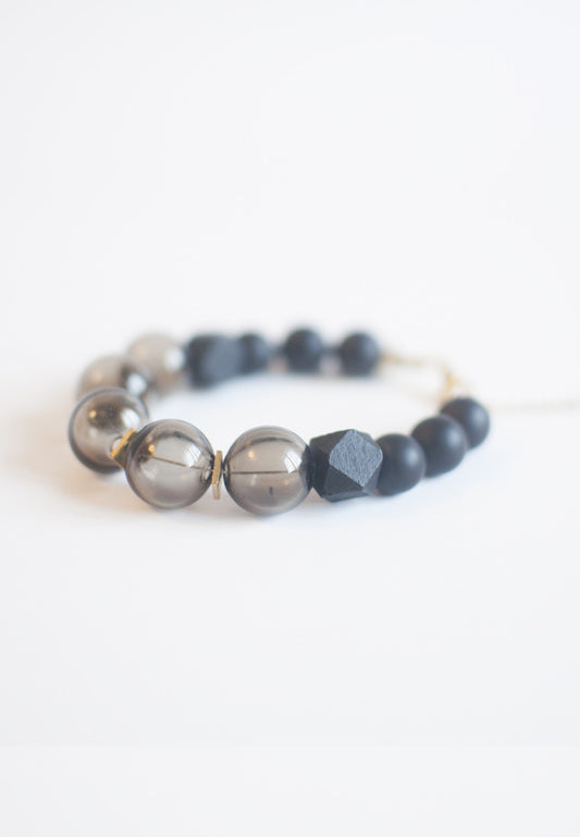 Black Glass Beads Bracelet - sanwaitsai