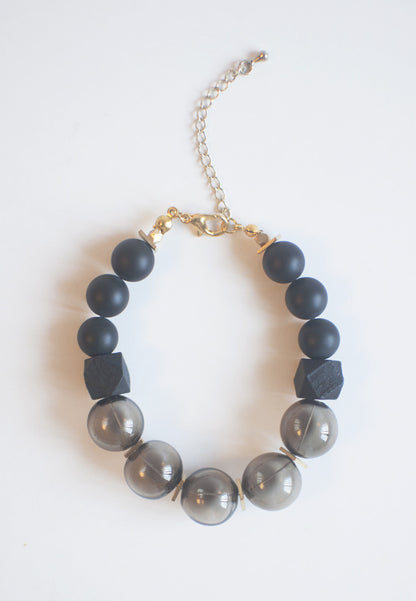 Black Glass Beads Bracelet - sanwaitsai