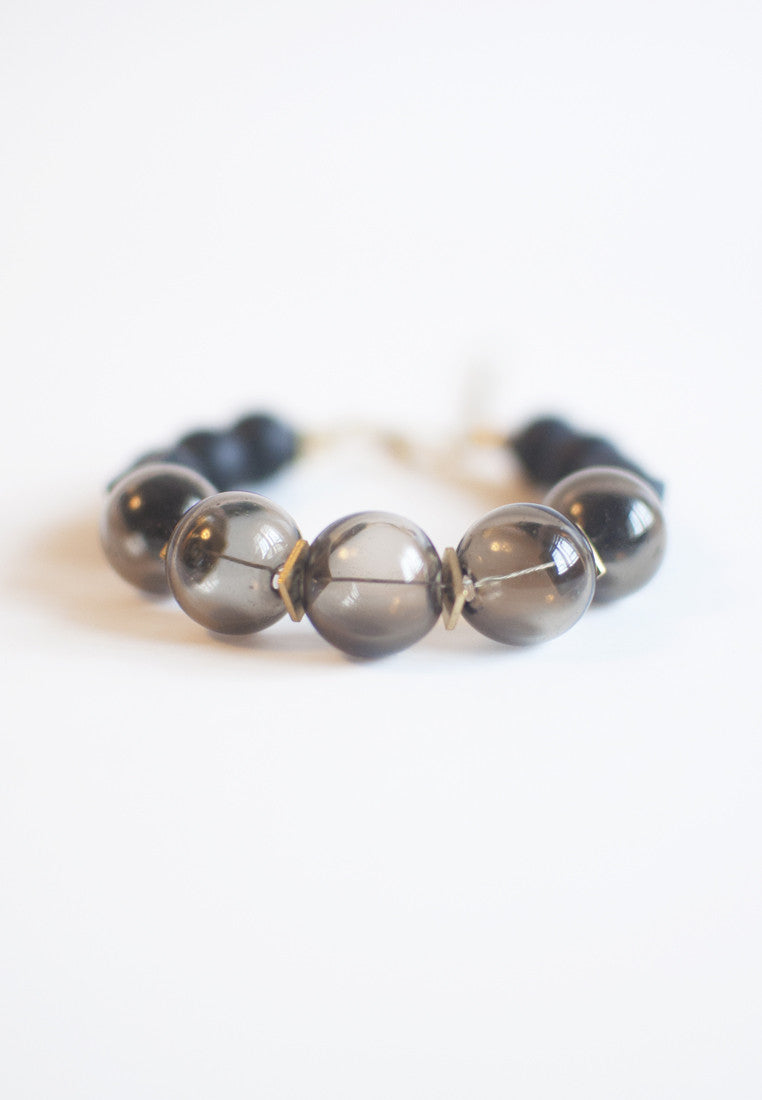 Black Glass Beads Bracelet - sanwaitsai