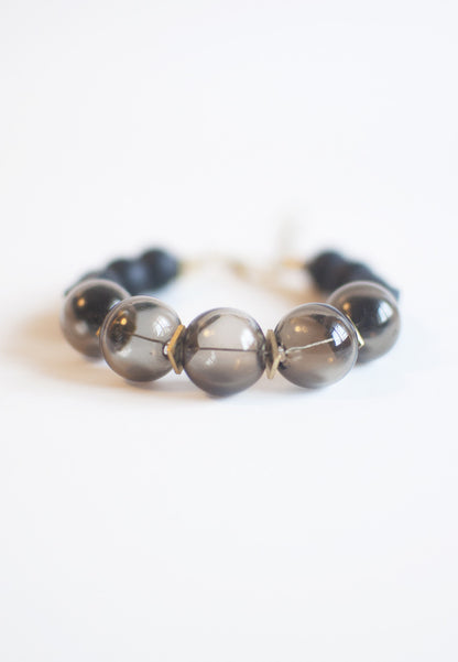 Black Glass Beads Bracelet - sanwaitsai