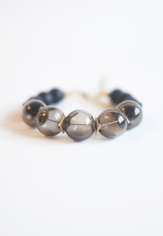 Black Glass Beads Bracelet - sanwaitsai