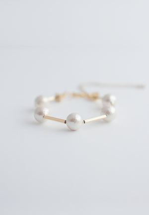 Cotton Pearls Metal Bracelet - sanwaitsai