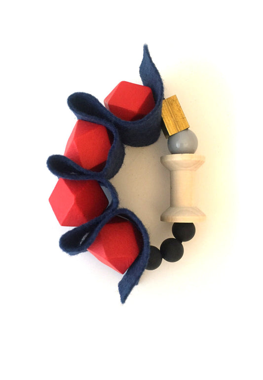 Blue Red Rubber Band Bracelet - sanwaitsai