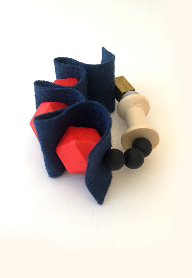 Blue Red Rubber Band Bracelet - sanwaitsai - 3
