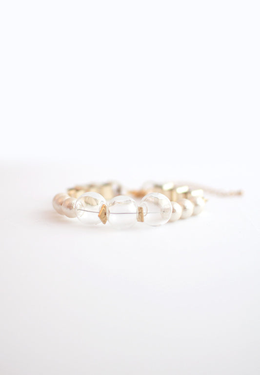 Gold Cotton Pearl Bracelet - sanwaitsai