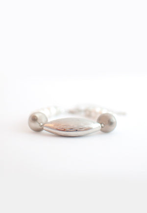 Cotton Pearls Glass Metal Bracelet - sanwaitsai
