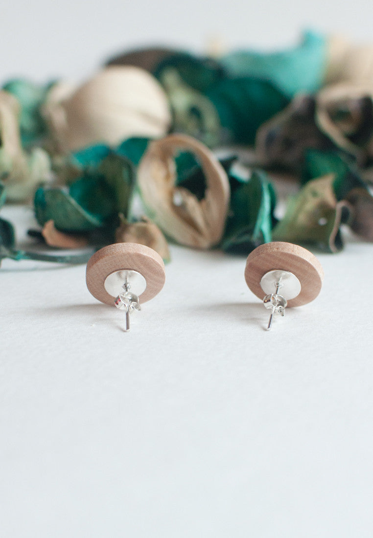 Wooden Button Earrings - sanwaitsai