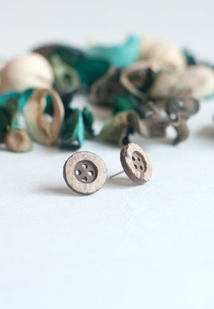 Wood Button Earrings - sanwaitsai