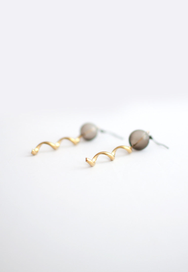 Brass & Glass Beaded Earrings - sanwaitsai