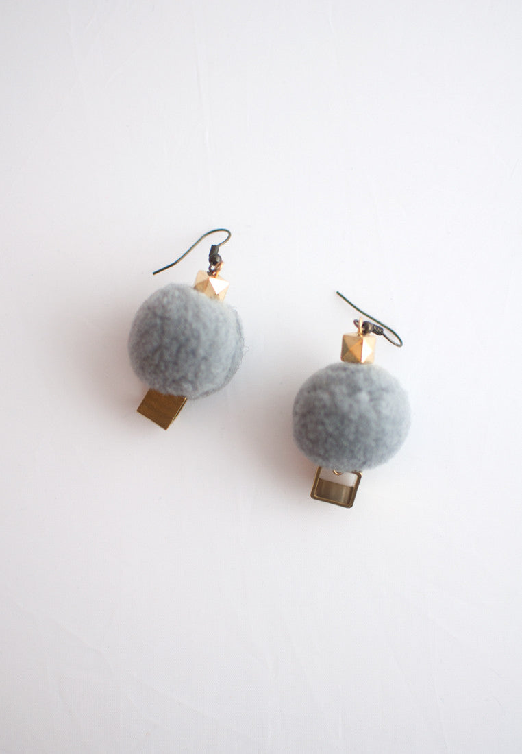 Wool Ball Metal Earrings - sanwaitsai - 3