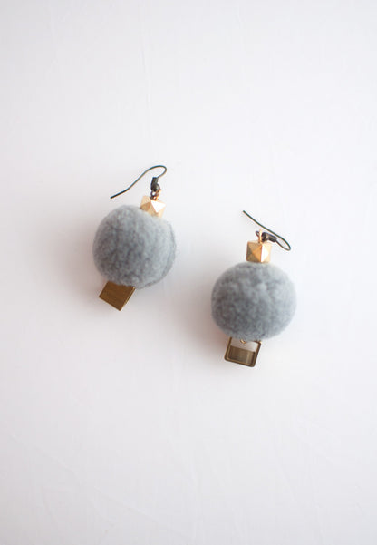 Wool Ball Metal Earrings - sanwaitsai - 3