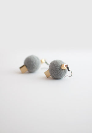 Wool Ball Metal Earrings - sanwaitsai - 1