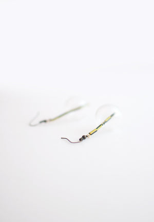 Yellow Black Metal Glass Earrings - sanwaitsai - 4