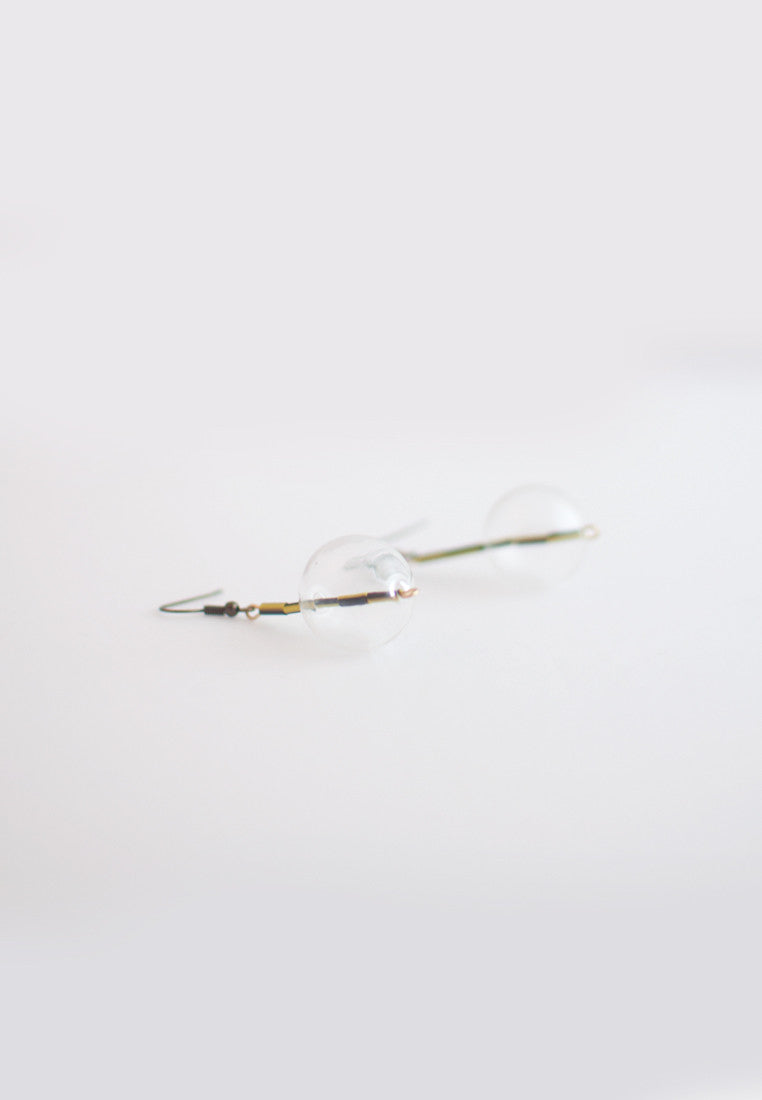 Yellow Black Metal Glass Earrings - sanwaitsai - 1