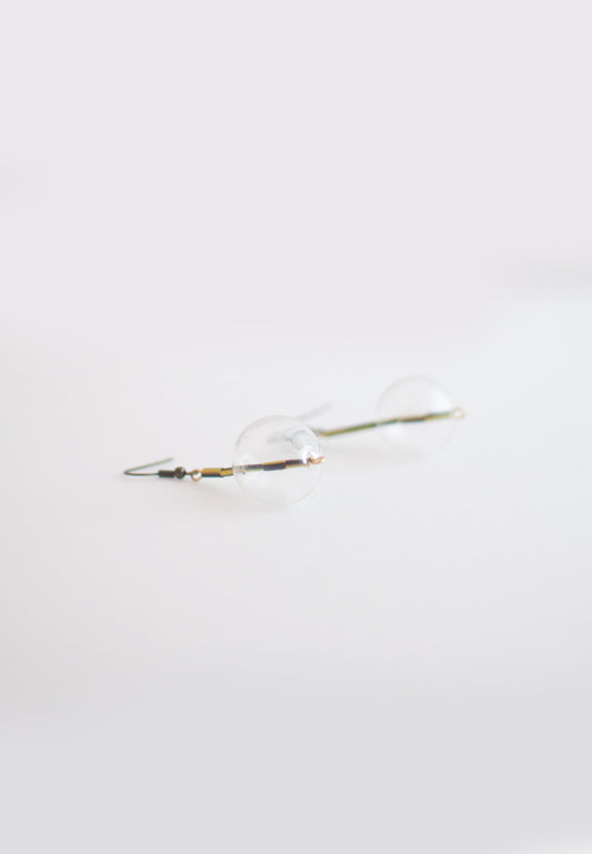 Yellow Black Metal Glass Earrings - sanwaitsai - 1
