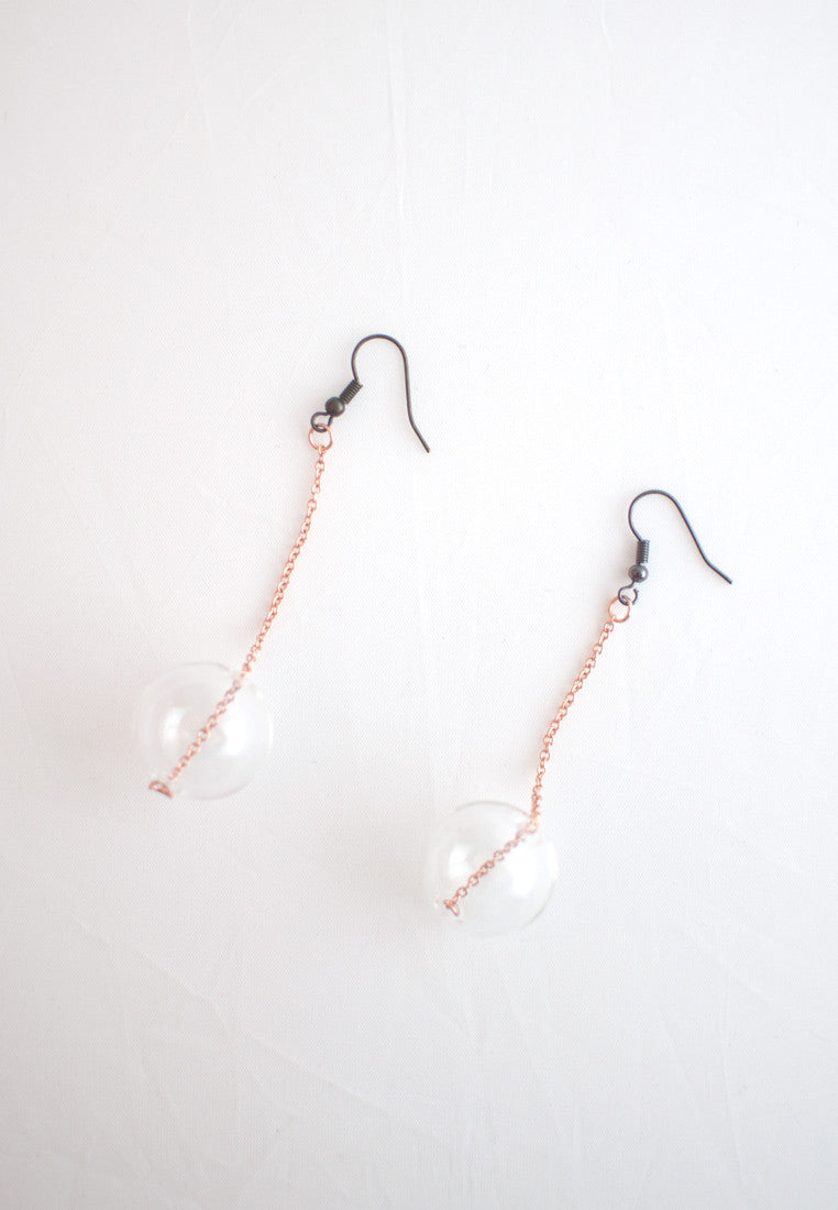 Glass Rose Gold Earrings - sanwaitsai