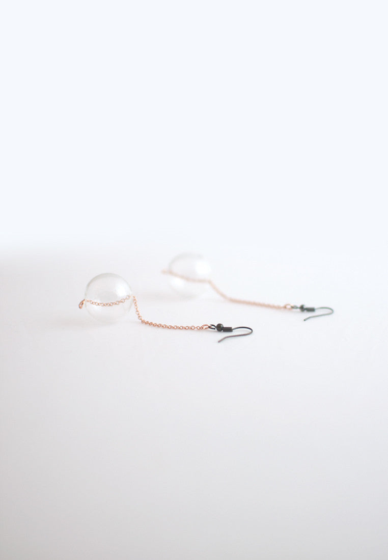 Glass Rose Gold Earrings - sanwaitsai