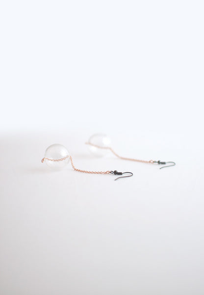 Glass Rose Gold Earrings - sanwaitsai