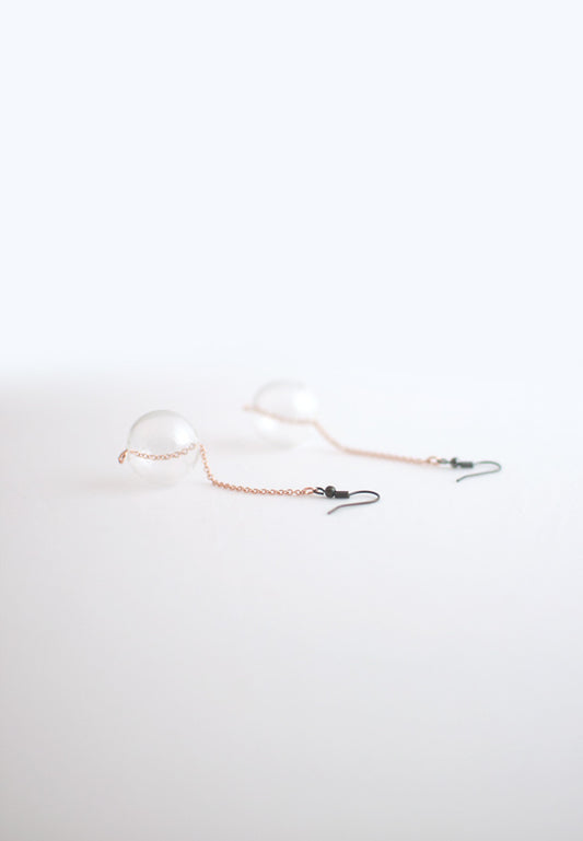 Glass Rose Gold Earrings - sanwaitsai