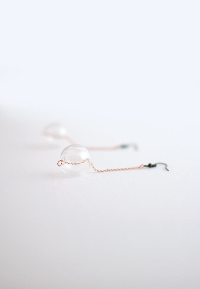 Glass Rose Gold Earrings - sanwaitsai