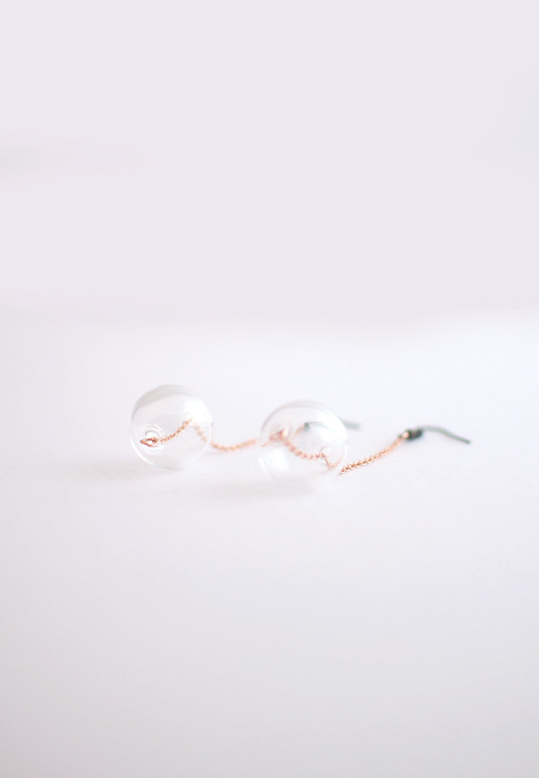 Glass Rose Gold Earrings - sanwaitsai