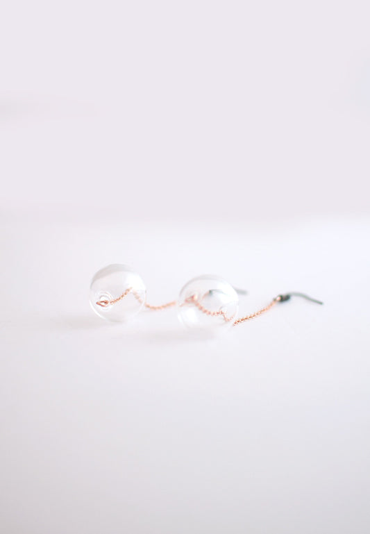Glass Rose Gold Earrings - sanwaitsai